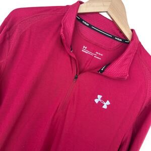 Under Armour Heatgear Red Quarter Zip Running Shirt Sz L